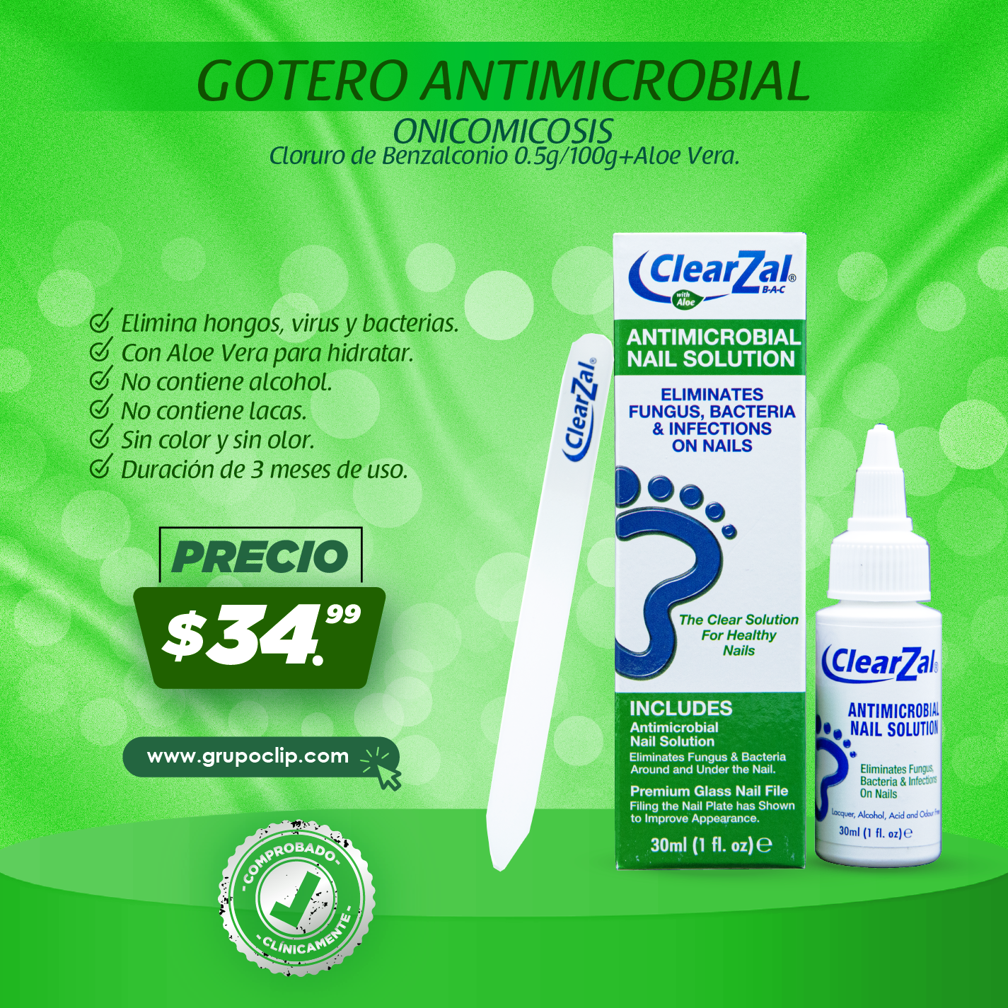 Gotero Antimicrobial para Onicomicosis con Aloe