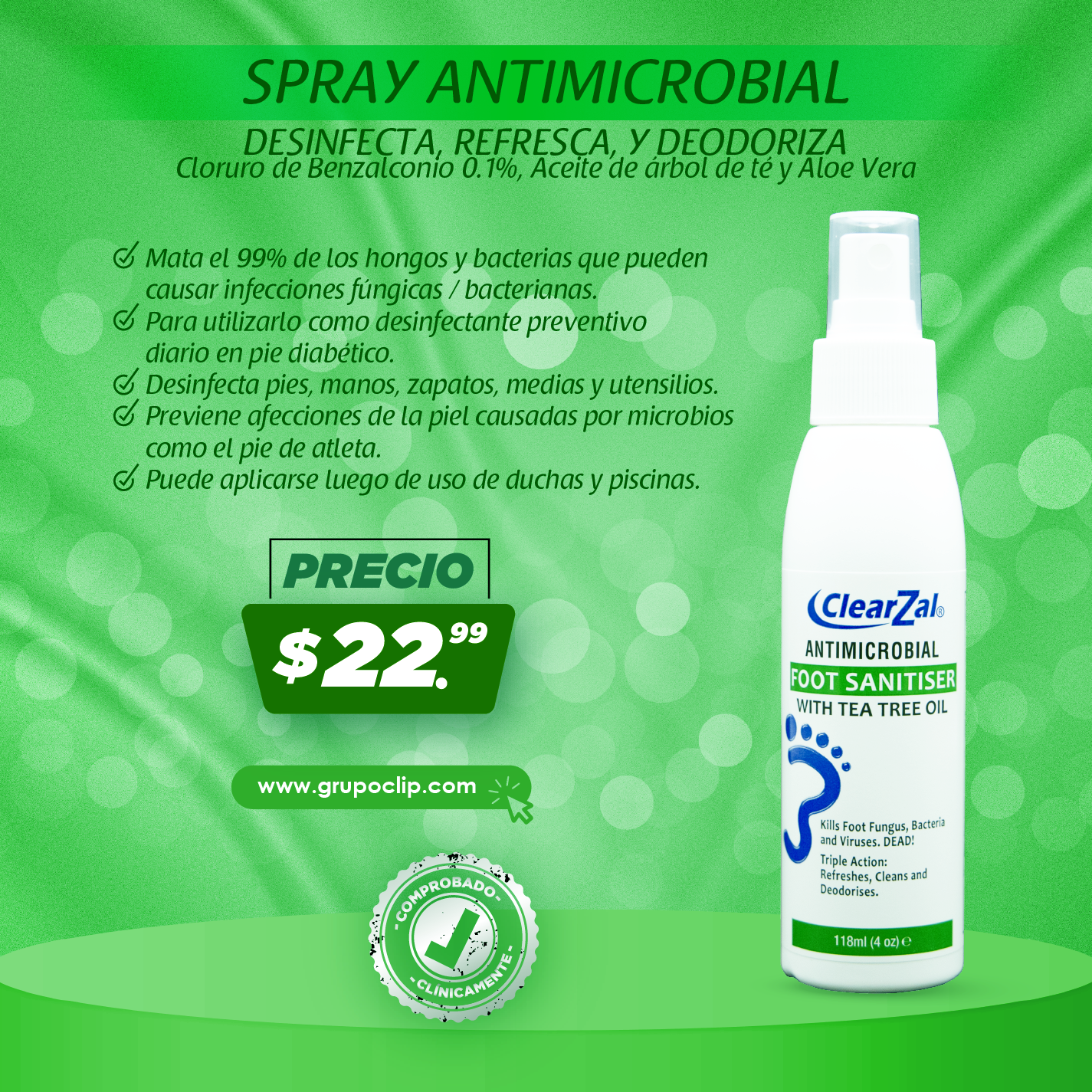 Spray Antimicrobial (con Aceite de Arbol de Té)