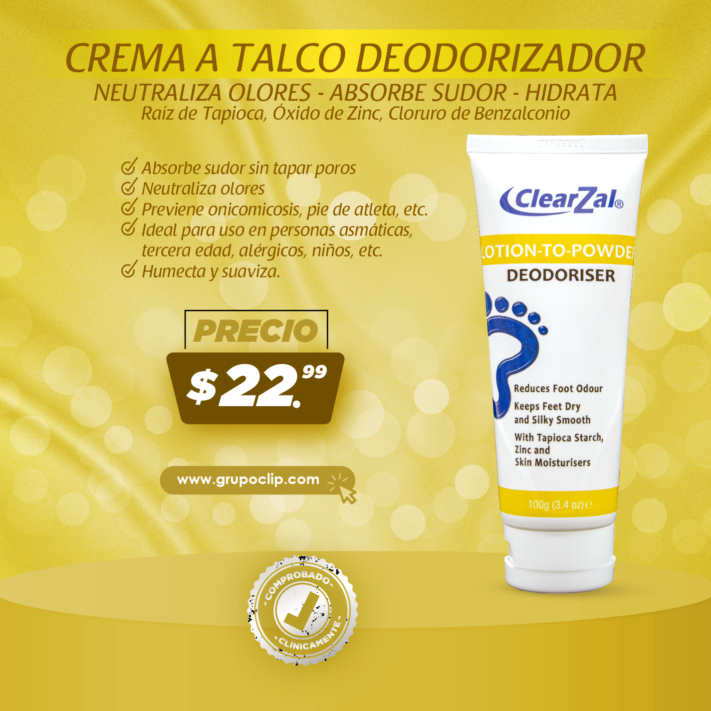 Crema a Talco (Deodorizador de pies con extracto de tapioca)